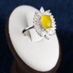 انگشتر نقره زنانه طرح آزیتا با سنگ شرف شمس + حکاکی