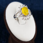 انگشتر نقره زنانه طرح ریحانه با سنگ شرف شمس + حکاکی