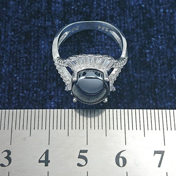 انگشتر نقره زنانه طرح یلدا با نگین حدید صینی+حکاکی - Image 3