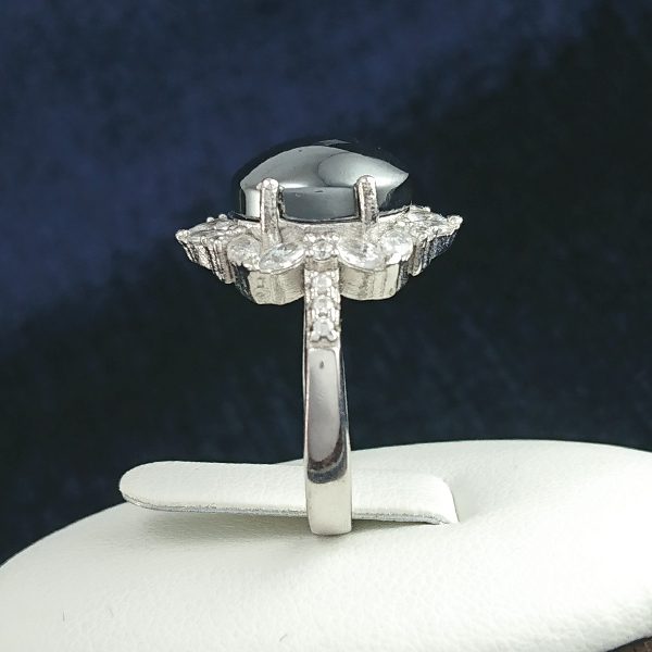 انگشتر نقره زنانه طرح مهسا با نگین حدید صینی+حکاکی - Image 2