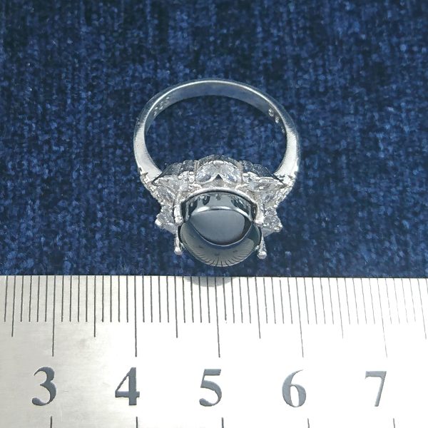 انگشتر نقره زنانه طرح مهسا با نگین حدید صینی+حکاکی - Image 3