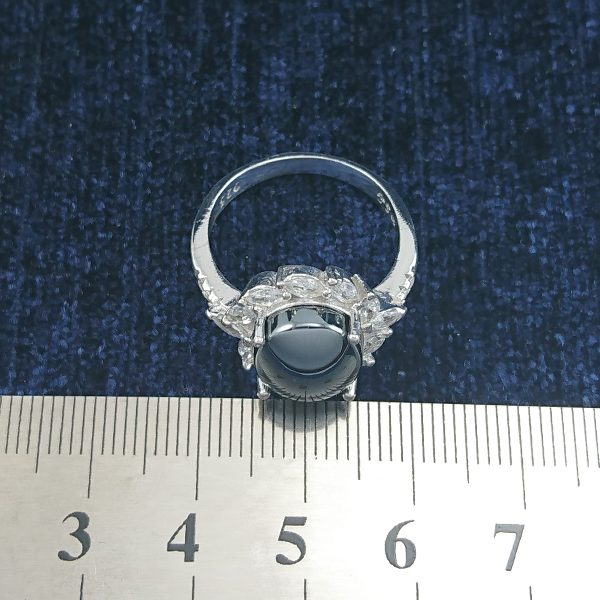 انگشتر نقره زنانه طرح حانیه با نگین حدید صینی+حکاکی - Image 3