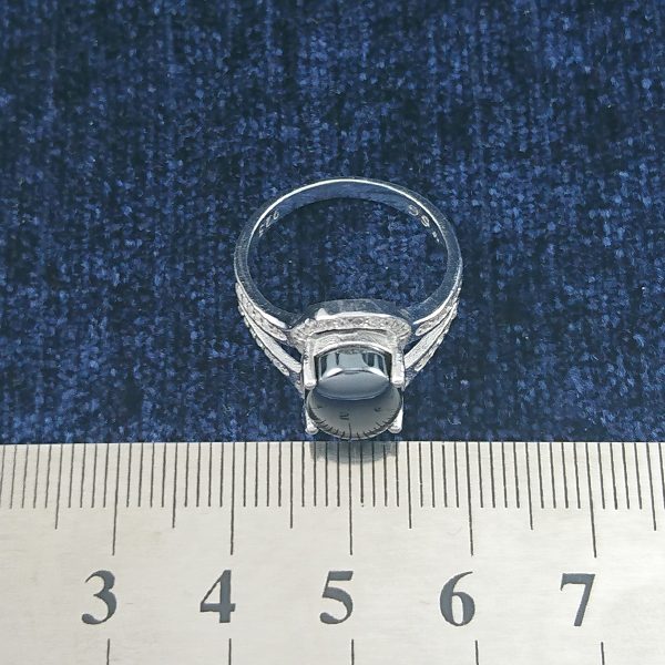 انگشتر نقره زنانه طرح مونا با نگین حدید صینی+حکاکی - Image 3