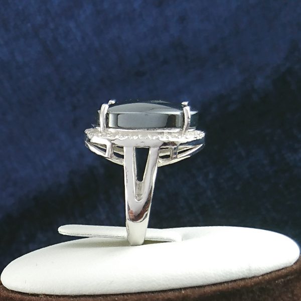 انگشتر نقره زنانه طرح ثنا با نگین حدید صینی+حکاکی - Image 2