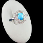 انگشتر نقره زنانه طرح کیانا با نگین فیروزه نیشابوری