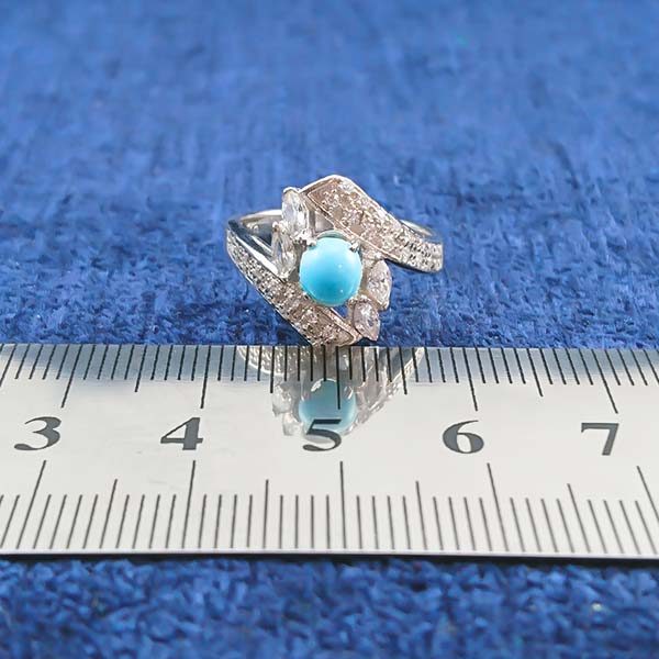 انگشتر نقره زنانه طرح زیبای فریناز با نگین فیروزه نیشابوری - Image 2