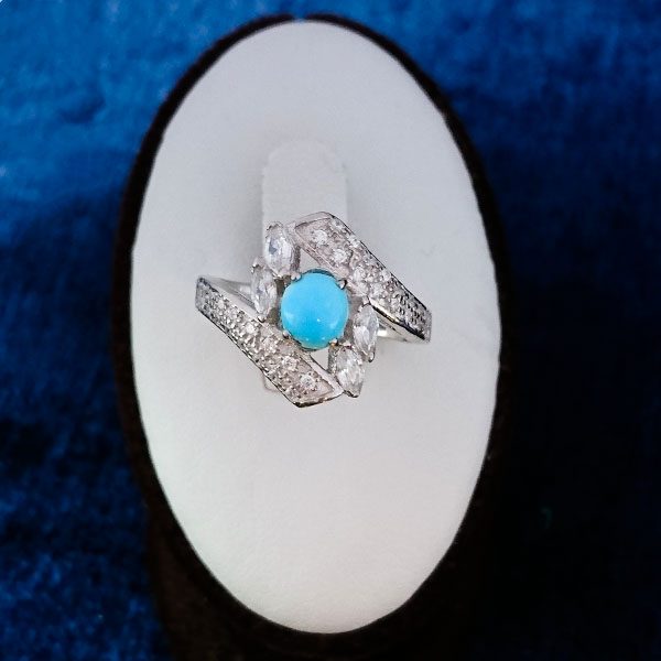 انگشتر نقره زنانه طرح زیبای فریناز با نگین فیروزه نیشابوری - Image 3