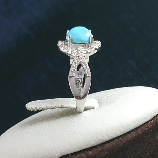 انگشتر نقره زنانه طرح رویا با نگین فیروزه نیشابوری - Image 3