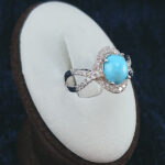 انگشتر نقره زنانه طرح رویا با نگین فیروزه نیشابوری