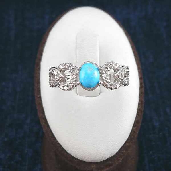 انگشتر نقره زنانه طرح لیندا با نگین فیروزه نیشابوری - Image 2