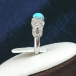 انگشتر نقره زنانه طرح لیندا با نگین فیروزه نیشابوری - Image 3