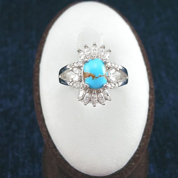 انگشتر نقره زنانه طرح میترا با نگین فیروزه نیشابوری - Image 3