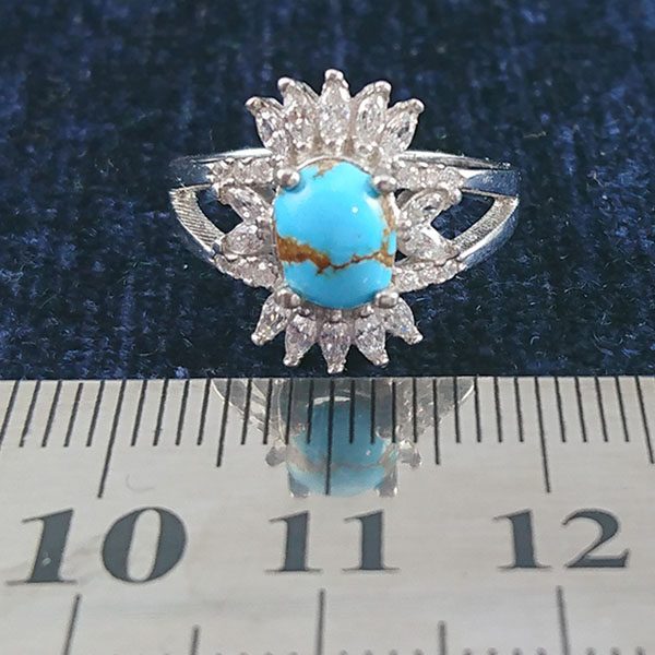 انگشتر نقره زنانه طرح میترا با نگین فیروزه نیشابوری - Image 2