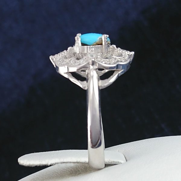 انگشتر نقره زنانه طرح پانیذ با نگین فیروزه نیشابوری - Image 4