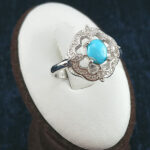 انگشتر نقره زنانه طرح پانیذ با نگین فیروزه نیشابوری