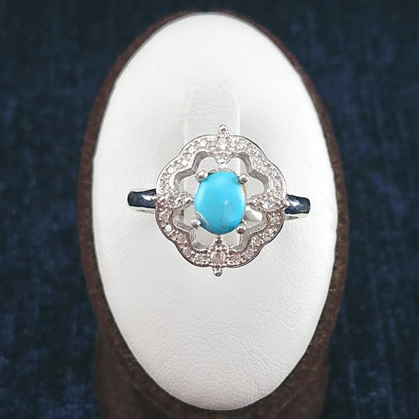 انگشتر نقره زنانه طرح پانیذ با نگین فیروزه نیشابوری - Image 2