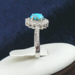 انگشتر نقره زنانه طرح چکاوک با نگین فیروزه نیشابوری - Image 3