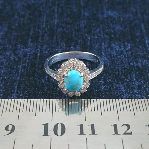 انگشتر نقره زنانه طرح چکاوک با نگین فیروزه نیشابوری - Image 4