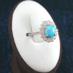 انگشتر نقره زنانه طرح چکاوک با نگین فیروزه نیشابوری