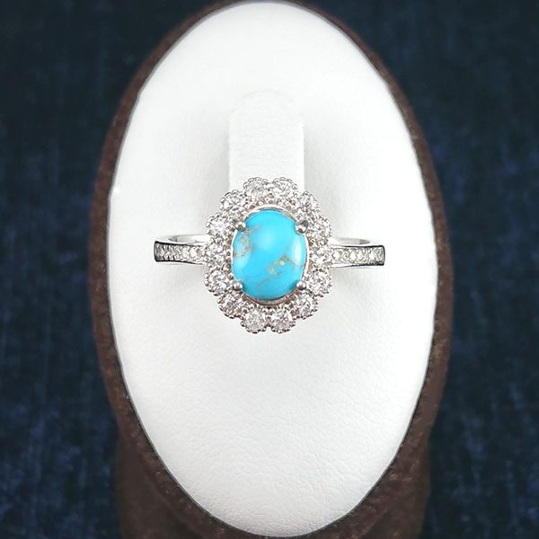 انگشتر نقره زنانه طرح چکاوک با نگین فیروزه نیشابوری - Image 2