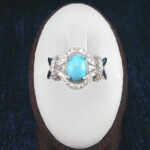 انگشتر نقره زنانه طرح حسنی با نگین فیروزه نیشابوری - Image 2