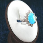 انگشتر نقره زنانه طرح سحر با نگین فیروزه نیشابوری