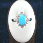 انگشتر نقره زنانه طرح سحر با نگین فیروزه نیشابوری - Image 4