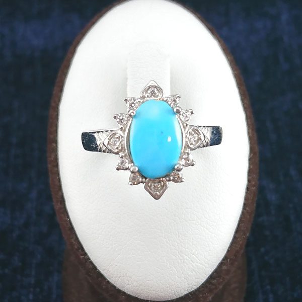 انگشتر نقره زنانه طرح سحر با نگین فیروزه نیشابوری - Image 4