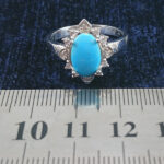 انگشتر نقره زنانه طرح سحر با نگین فیروزه نیشابوری - Image 2