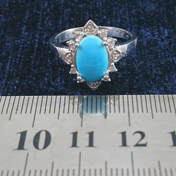 انگشتر نقره زنانه طرح سحر با نگین فیروزه نیشابوری - Image 2