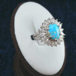 رکاب فیروزه زنانه با آبکاری طلا