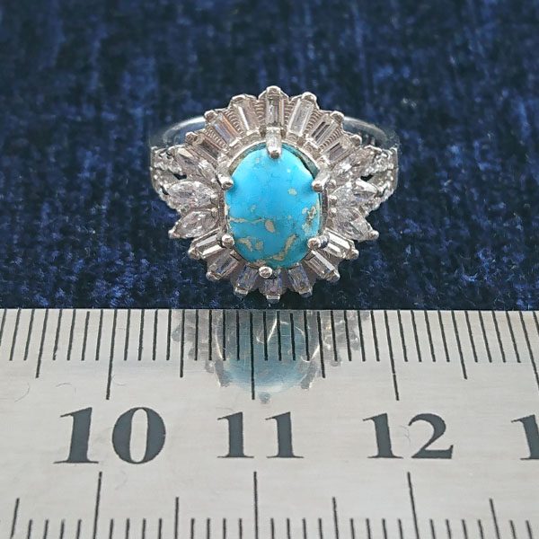 انگشتر نقره زنانه طرح درسا با نگین فیروزه نیشابوری - Image 2