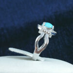 انگشتر نقره زنانه طرح حسنی با نگین فیروزه نیشابوری - Image 3