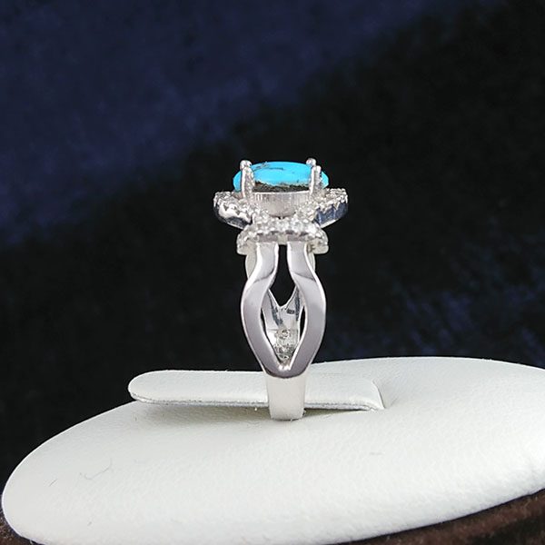 انگشتر نقره زنانه طرح شیدا با نگین فیروزه نیشابوری - Image 3