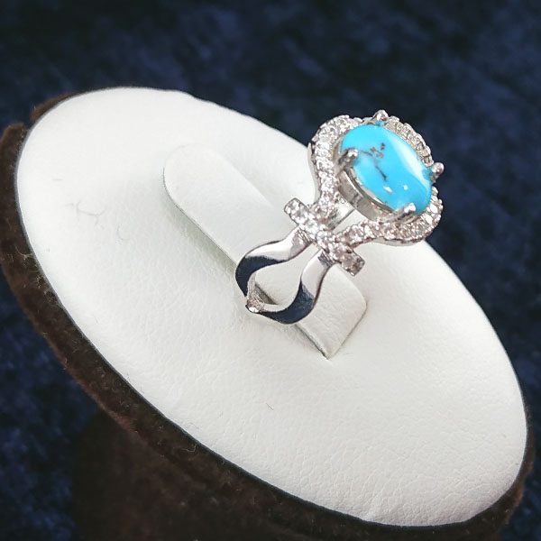 انگشتر نقره زنانه طرح شیدا با نگین فیروزه نیشابوری - Image 4