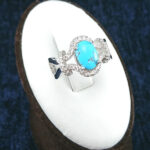 انگشتر نقره زنانه طرح شیدا با نگین فیروزه نیشابوری