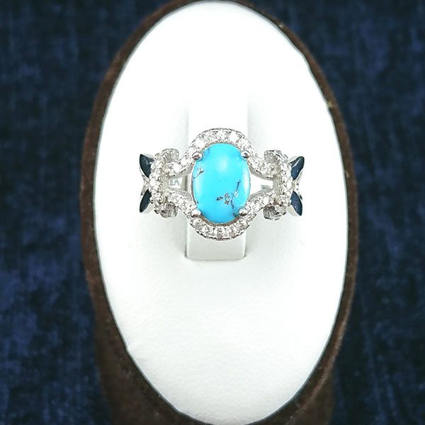 انگشتر نقره زنانه طرح شیدا با نگین فیروزه نیشابوری - Image 5