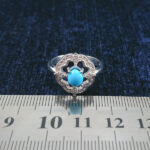 انگشتر نقره زنانه طرح شادی با نگین فیروزه نیشابوری - Image 5