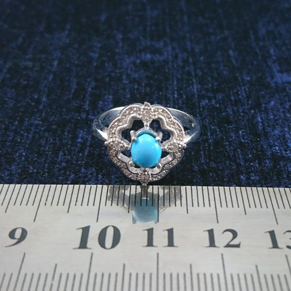 انگشتر نقره زنانه طرح شادی با نگین فیروزه نیشابوری - Image 5