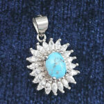 گردنبند نقره زنانه طرح سیمین با سنگ فیروزه نیشابوری