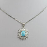 گردنبند نقره زنانه طرح سیمین با سنگ فیروزه نیشابوری - Image 3