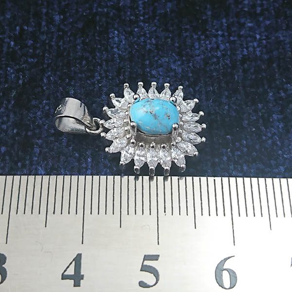 گردنبند نقره زنانه طرح سیمین با سنگ فیروزه نیشابوری - Image 2