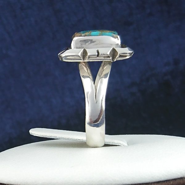 انگشتر نقره مردانه زنانه طرح آفاق با نگین فیروزه نیشابوری - Image 3