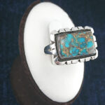 انگشتر نقره مردانه زنانه طرح آفاق با نگین فیروزه نیشابوری