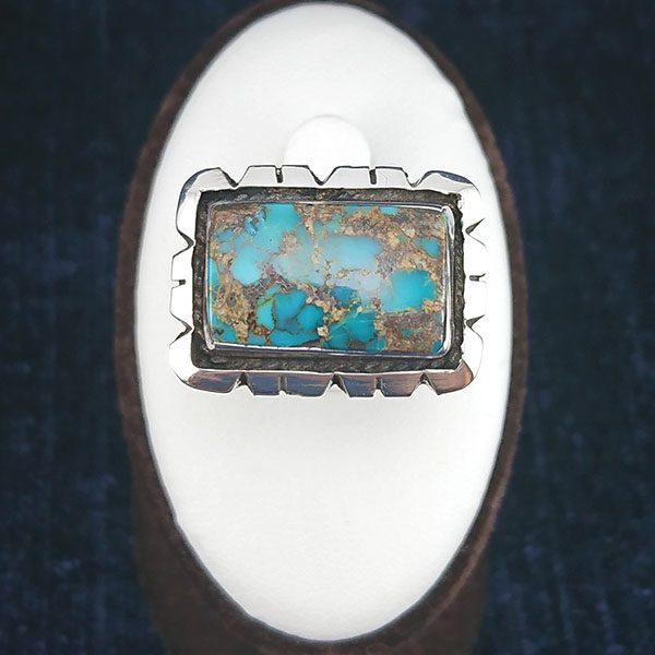 انگشتر نقره مردانه زنانه طرح آفاق با نگین فیروزه نیشابوری - Image 4