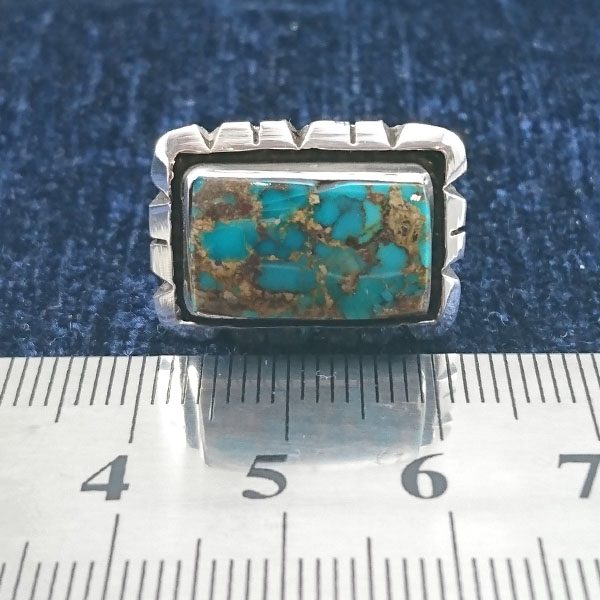 انگشتر نقره مردانه زنانه طرح آفاق با نگین فیروزه نیشابوری - Image 2