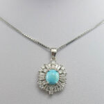 گردنبند نقره زنانه طرح حدیث با سنگ فیروزه نیشابوری - Image 3