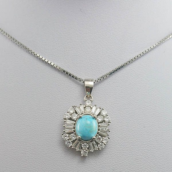 گردنبند نقره زنانه طرح حدیث با سنگ فیروزه نیشابوری - Image 3