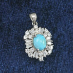 گردنبند نقره زنانه طرح حدیث با سنگ فیروزه نیشابوری