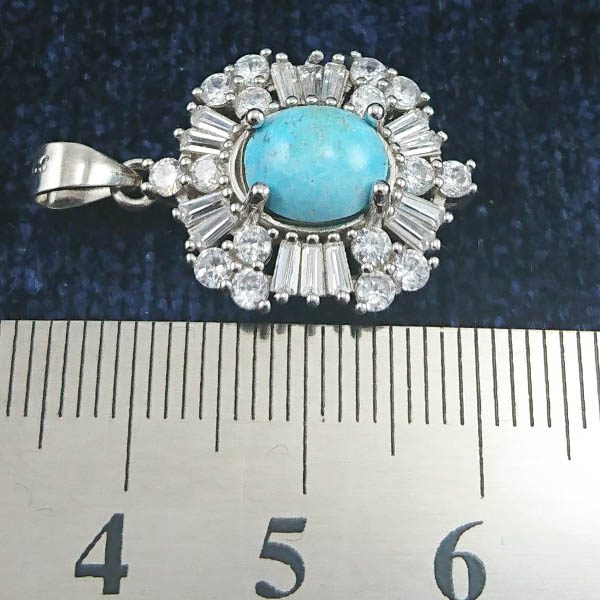 گردنبند نقره زنانه طرح حدیث با سنگ فیروزه نیشابوری - Image 2